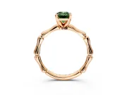 Solitaire Engagement Ring Setting for Fancy Green Emerald Cut Center with Bamboo Band and Prong Head in Rose Gold