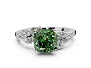 Solitaire Engagement Ring Setting for Fancy Green Cushion Cut Center with Marquise Accent Twist Band and Prong Head in Sterling Silver