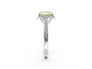 Floral Engagement Ring Setting for Fancy Yellow Radiant Cut Center with Four Accent Clusters and Prong Head in Platinum