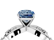 Solitaire Engagement Ring Setting for Fancy Blue Radiant Cut Center with Criss-Cross Accent Band and Prong Head in Platinum