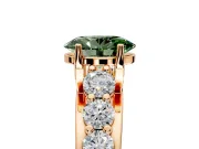 Solitaire Engagement Ring Setting for Fancy Green Oval Center with Graduated Shared Prongs and Prong Head in Rose Gold