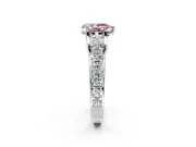 Solitaire Engagement Ring Setting for Fancy Pink Pear-Shaped Center with Graduated Shared Prongs and Prong Head in Sterling Silver