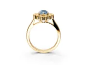 Cluster Halo Engagement Ring Setting for Fancy Blue Marquise Center with Milgrain Bezel Accents and Prong Head in Yellow Gold