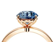 Solitaire Engagement Ring Setting for Fancy Blue Round Cut Center with Thin Rounded Plain Band and Prong Head in Rose Gold