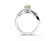 Bar-Set Engagement Ring Setting for Fancy Yellow Pear-Shaped Center with Tapered Baguette Accents and Prong Head in Platinum