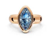 Solitaire Engagement Ring Setting for Fancy Blue Marquise Center with Wide Band and Bezel Head in Rose Gold