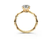 Solitaire Engagement Ring Setting for Round Cut Center with Bamboo Band and Prong Head in Yellow Gold