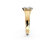 Solitaire Engagement Ring Setting for Pear-Shaped Center with Wide Band, Pave Collar and Prong Head in Yellow Gold