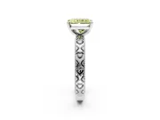 Solitaire Engagement Ring Setting for Fancy Yellow Radiant Cut Center with XO Engraved Band and Prong Head in White Gold