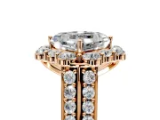 Large Accent Halo Engagement Ring Setting for Asscher Cut Center with Pave Split Shank and Prong Head in Rose Gold