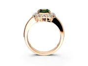 Halo Engagement Ring Setting for Fancy Green Asscher Cut Center with Milgrain Channel Band and Prong Head in Rose Gold