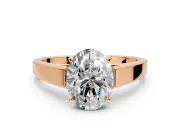 Solitaire Engagement Ring Setting for Oval Center with Tapered Split Shoulders and Prong Head in Rose Gold