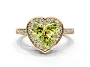 Halo Engagement Ring Setting for Fancy Yellow Heart-Shaped Center with Metal-Rimmed Halo, Pave Band and Prong Head in Yellow Gold