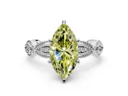 Solitaire Engagement Ring Setting for Fancy Yellow Marquise Center with Marquise Panel Band and Prong Head in Platinum