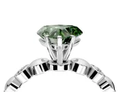 Solitaire Engagement Ring Setting for Fancy Green Heart-Shaped Center with Beaded Bezel Station Band and Prong Head in White Gold