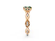 Solitaire Engagement Ring Setting for Fancy Green Asscher Cut Center with Accented Twist Band and Leaf Prong Head in Rose Gold