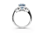 3 Stone Engagement Ring Setting for Fancy Blue Princess Cut Center with Large Pear-Shaped Accents and Prong Head in Platinum
