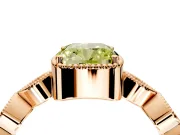 Vintage Station Engagement Ring Setting for Fancy Yellow Cushion Cut Center with Accents and Prong Head in Rose Gold