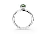 Solitaire Engagement Ring Setting for Fancy Green Pear-Shaped Center with Wide Knife Ridge Band and Prong Head in Sterling Silver