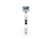 Hidden Halo Engagement Ring Setting for Fancy Blue Cushion Cut Center with Wide Flat Plain Band and Prong Head in White Gold