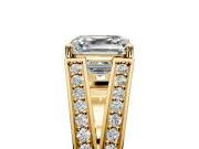 Split Shank Engagement Ring Setting for Asscher Cut Center with Pave Split Shank and Prong Head in Yellow Gold