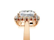 Starburst Halo Engagement Ring Setting for Princess Cut Center with Flat Cathedral Band and Prong Head in Rose Gold