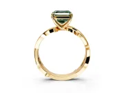 Solitaire Engagement Ring Setting for Fancy Green Asscher Cut Center with Pave and Plain Crossover Band and Prong Head in Yellow Gold