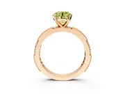 Solitaire Engagement Ring Setting for Fancy Yellow Round Cut Center with Milgrain-Edged Pave Band and Prong Head in Rose Gold