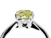 Solitaire Engagement Ring Setting for Fancy Yellow Cushion Cut Center with Knife Ridge Band and Claw Prong Head in White Gold