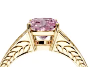 Split Shank Engagement Ring Setting for Fancy Pink Cushion Cut Center with Pave Split Shank and Prong Head in Yellow Gold
