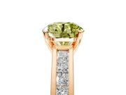 Solitaire Engagement Ring Setting for Fancy Yellow Round Cut Center with Princess Cut Channel Band and Prong Head in Rose Gold