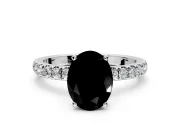 Open Basket Engagement Ring Setting for Fancy Black Oval Center with Pave Band and Prong Head in Platinum