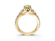 Solitaire Engagement Ring Setting for Fancy Yellow Pear-Shaped Center with Graduated Shared Prongs and Prong Head in Yellow Gold