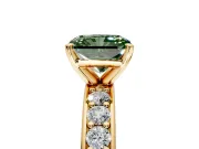 Solitaire Engagement Ring Setting for Fancy Green Radiant Cut Center with Channel-Set Accents and Prong Head in Yellow Gold