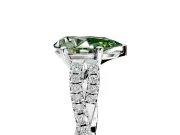 Solitaire Engagement Ring Setting for Fancy Green Pear-Shaped Center with Twisted Pave Split Shank and Prong Head in Sterling Silver