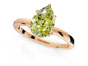 Solitaire Engagement Ring Setting for Fancy Yellow Pear-Shaped Center with Thin Rounded Plain Band and Prong Head in Rose Gold