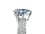 Solitaire Engagement Ring Setting for Fancy Blue Pear-Shaped Center with Multi-Row Pave Accents and Basket Head in Platinum