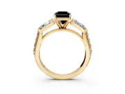 Channel-Set Engagement Ring Setting for Fancy Black Radiant Cut Center with Baguette Band and Prong Head in Yellow Gold