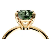 Minimalist Solitaire Engagement Ring Setting for Fancy Green Round Cut Center with Thin Band and Prong Head in Yellow Gold