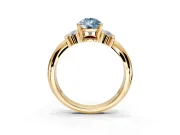 Solitaire Engagement Ring Setting for Fancy Blue Pear-Shaped Center with Grooved Bar Accent Band and Prong Head in Yellow Gold