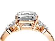 Solitaire Engagement Ring Setting for Asscher Cut Center with Marquise Flower Shoulders and Prong Head in Rose Gold