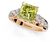 Solitaire Engagement Ring Setting for Fancy Yellow Princess Cut Center with Graduated Shared Prongs and Prong Head in Rose Gold