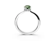 Hidden Halo Engagement Ring Setting for Fancy Green Pear-Shaped Center with Wide Flat Plain Band and Prong Head in Platinum