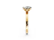 Solitaire Engagement Ring Setting for Oval Center with Thin Rounded Plain Band and Prong Head in Yellow Gold