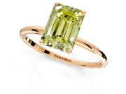 Solitaire Engagement Ring Setting for Fancy Yellow Emerald Cut Center with Straight Thin Band and Prong Head in Rose Gold