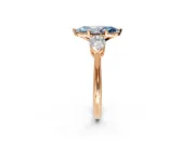 3 Stone Engagement Ring Setting for Fancy Blue Marquise Center with Large Pear-Shaped Accents and Prong Head in Rose Gold
