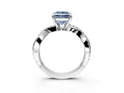 Solitaire Engagement Ring Setting for Fancy Blue Princess Cut Center with Half-Pave Crossover Band and Prong Head in Platinum