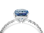 Solitaire Engagement Ring Setting for Fancy Blue Radiant Cut Center with Large Accent Band and Prong Head in Platinum