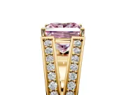 Split Shank Engagement Ring Setting for Fancy Pink Princess Cut Center with Pave Split Shank and Prong Head in Yellow Gold