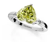 Solitaire Engagement Ring Setting for Fancy Yellow Heart-Shaped Center with Beaded Shoulders and Prong Head in Sterling Silver